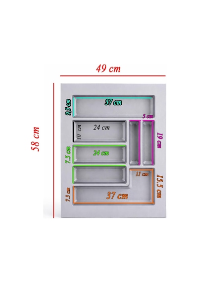 Tr Plastik Çekmece İçi Düzenleyici 58 X 49 Cm Derin Kaşıklık Bıçak Kaşık Çatal 1 Adet Standart Ölçü Diğer