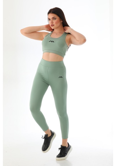 Everest  Spor Sukuba Kumaş Kaplı Badi & Lastikli Yüksek Bel Yeşil Mint