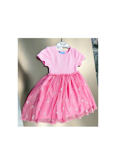 Poala Kids Fiyonklu Tül Elbise Pembe