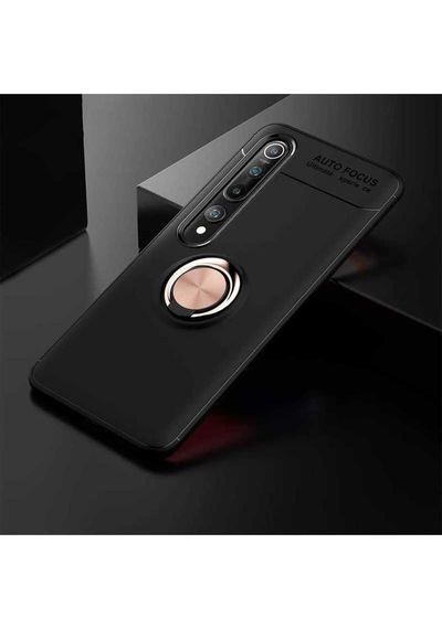 Xiaomi Mi 10 Kılıf Zore Ravel Silikon Kapak Siyah-Rose Gold
