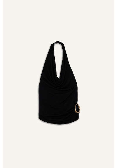 Defacto Regular Fit Halter Yaka Toka Detaylı Bluz G0468ax25aubk81 Siyah
