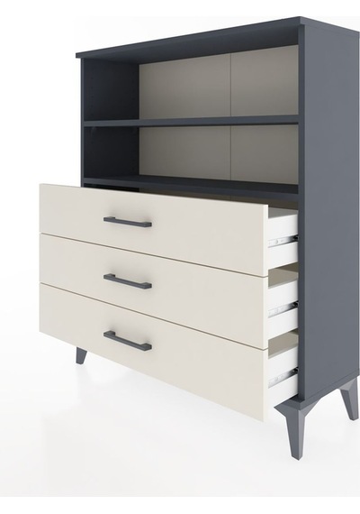 Arges Şifonyer 2 Raflı 3 Çekmeceli 88x30x106 Antrasit-aytaşı Antrasit