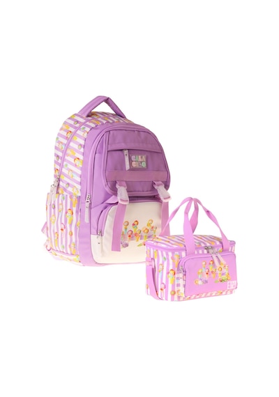 Calacilo Kız Çocuk İlkokul Sırt Çantası Ve Beslenme Seti - Flowers Baskılı Lila Setcc-c4071b