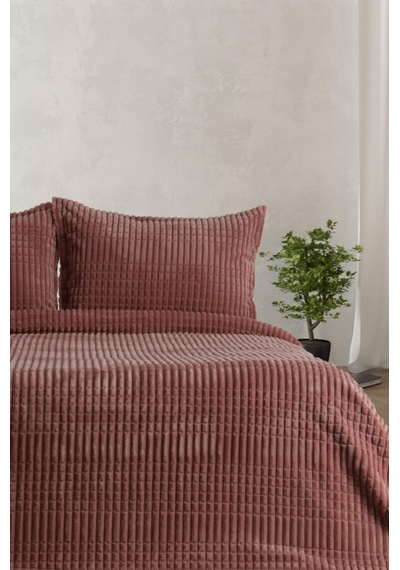 Merinos Modern Line 3 Parça Battaniye Seti - Gül Kurusu Gülkurusu