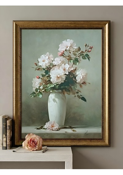Gold Vintage Varaklı Büyük Boy 60x80 Çerçeveli Tablo Klasik Vazoda Beyaz Güller Çiçek Buketi Yağlı Boya Görünümlü 50x70cm Dokulu Baskı Dekoratif Lüks Salon Tablosu Gold Vintage Varaklı Büyük Boy 60x80 Çerçeveli Tablo Klasik Vazoda Beyaz Güller Çiçek Buketi Yağlı Boya Görünümlü 50x70cm Dokulu Baskı Dekoratif Lüks Salon Tablosu