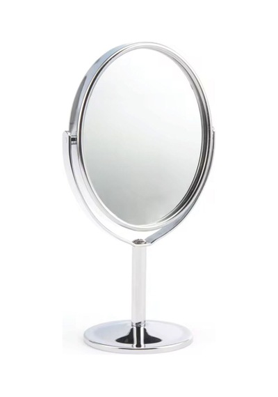 Oval Masaüstü Ayaklı 360 Dönebilen, İşyeri, Seyahat İçin Mini Krom Ayna 15x25cm Diğer