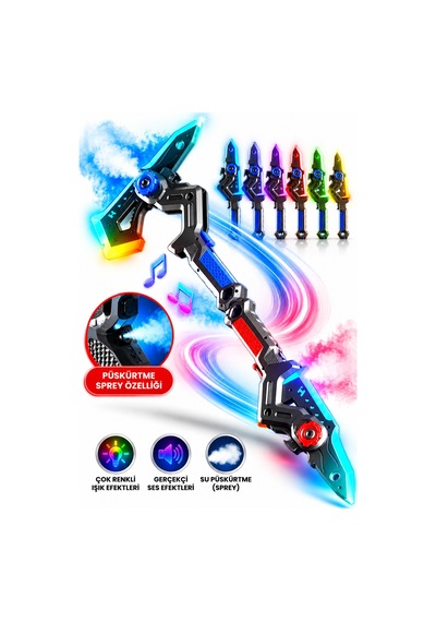 Oyuncak Balta 86 Cm 2'si 1 Arada Rgb Işıklı Sesli Şarjlı Buhar Püskürtmeli Çok Renkli