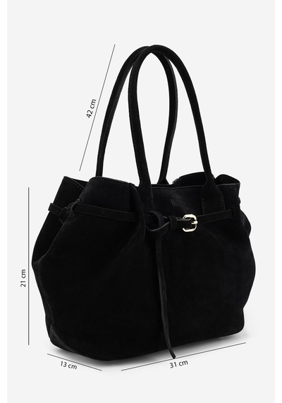 Valmenti Kadın Hakiki Deri Siyah Süet Omuz Çanta 1169 06642 Bn Cnt Sk26-27 Nero Suede Siyah A41