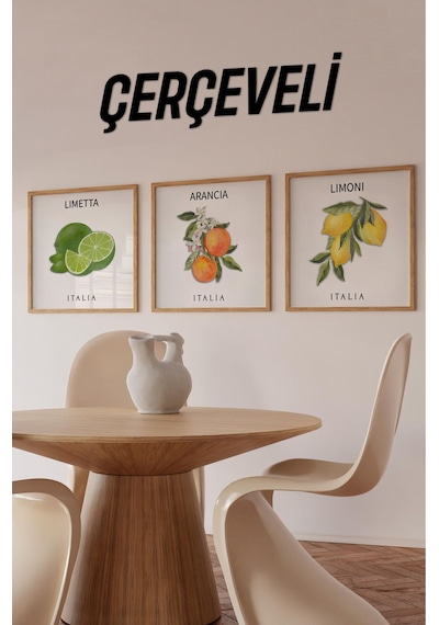 Ahşap Çerçeveli Mdf Kare Tablo Seti Mutfak Için 23 X 23 Çerçeveli Kr4044