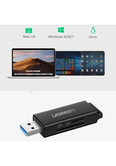 Ugreen Usb 3.0 Sd Ve Micro Sd Kart Okuyucu Siyah
