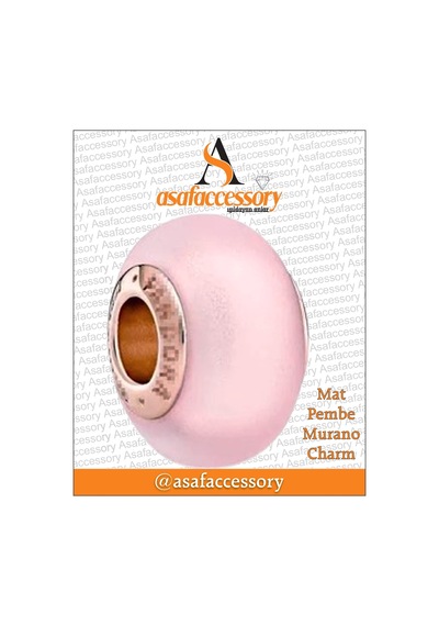 Mat Pembe Murano Charm Gümüş