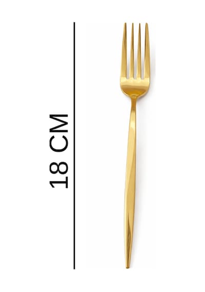 6'lı Gold Paslanmaz Çelik Tatlı Çatalı Parlak Altın Renk Modern Küçük Çatalı Altın