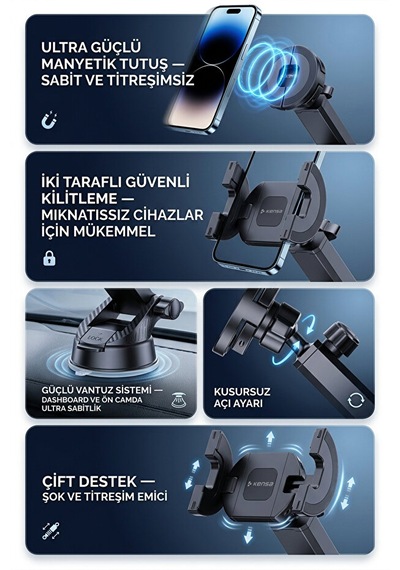 Çift Tutuşlu Magsafe 360 Ayarlanabilir Araç İçi Telefon Tutucu 1