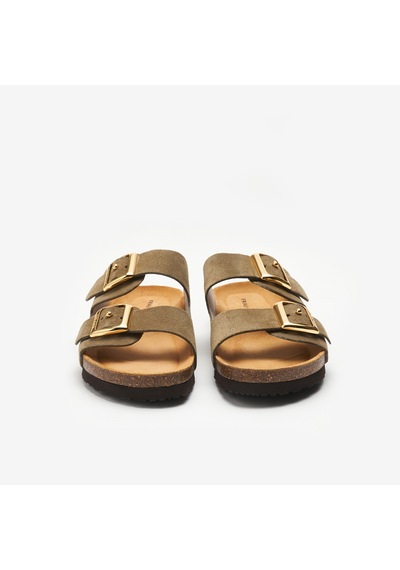 Planet Terlik Kadın 17b8 Frau Suede Double-strap Sliders Bej