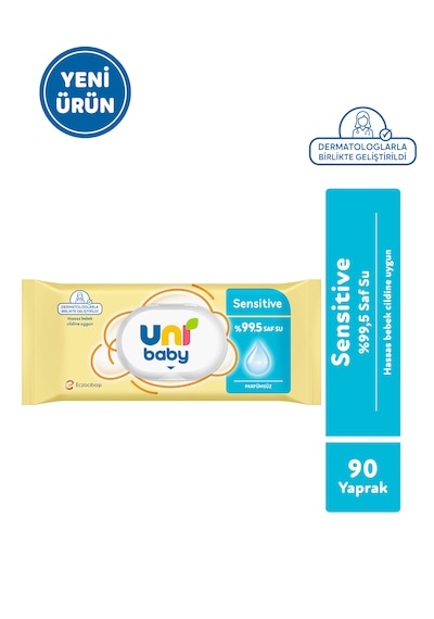 Uni Baby Sensitive Islak Bebek Mendil 12x90 1080 Yaprak 12'li Set
