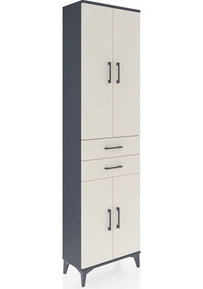 Arges Dolap 3 Raflı 2 Çekmeceli Tek Askılı 60x30x221 Antrasit-aytaşı Antrasit