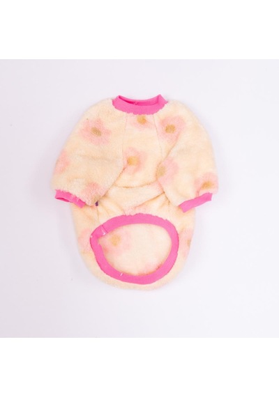 Krem Çiçek Desenli Soft Garden Sweat Dar Kalıp Kedi Köpek Sweati Kedi Köpek Kıyafeti Köpek Peluşu Sıcak Tutan Sweat