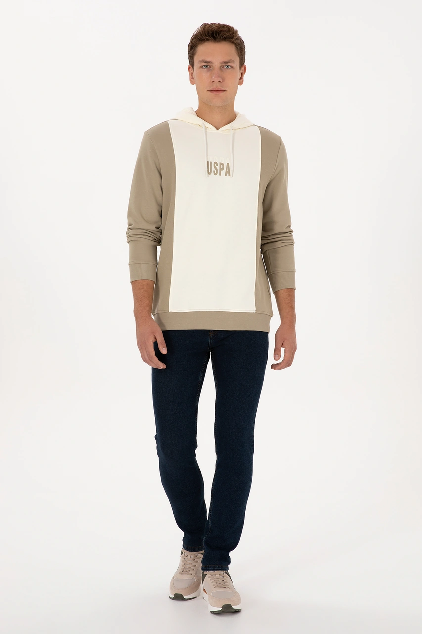 U.S. Polo Assn. Erkek Regular Fit Kapüşonlu Açık Haki Sweatshirt 50316365-VR183