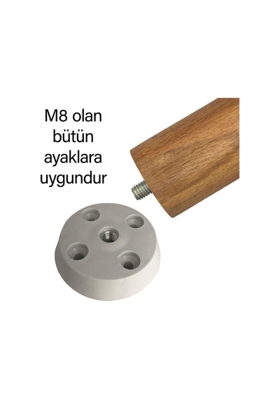 4 Adet Düz Ayak Tabanı Beyaz Mobilya Masa Sehpa Ayağı Bağlantı Aparatı Plastik