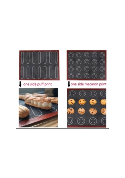 Çift Taraflı Makaron Ve Ekler Silpatı 30x40cm Siyah