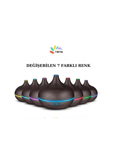 Tr Kumandalı Oda Nemlendirici, Difüzör Buhar Ultrasonik Hava Nemlendirici, Aromatik Oda Kokusu 7 Renk Led Işıklı,