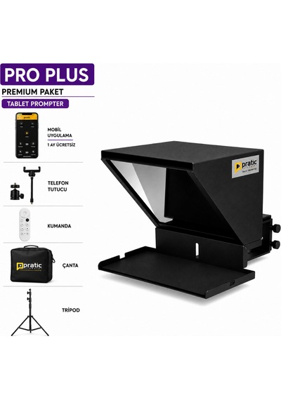 Pratic Tablet Prompter Pro Plus Set Kumanda Çanta Tripod Yerli Üretim