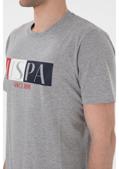 U.S. Polo Assn. Erkek Bisiklet Yaka Gri Melanj Pijama Takımı 50309821-VR086