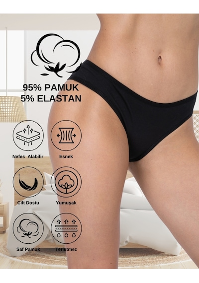 Alya Underwear Kadın Brazilian Külot 5 Adet Ten Siyah