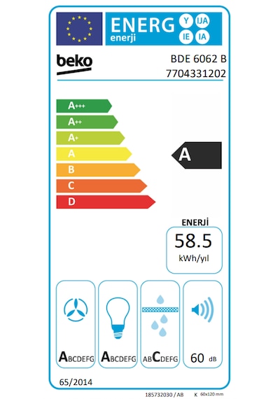Beko BDE 6062 B Duvar Tipi 60 CM Davlumbaz