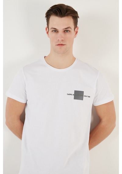 Buratti Bisiklet Yaka Pamuklu Slim Fit Erkek T Shirt 541There Beyaz