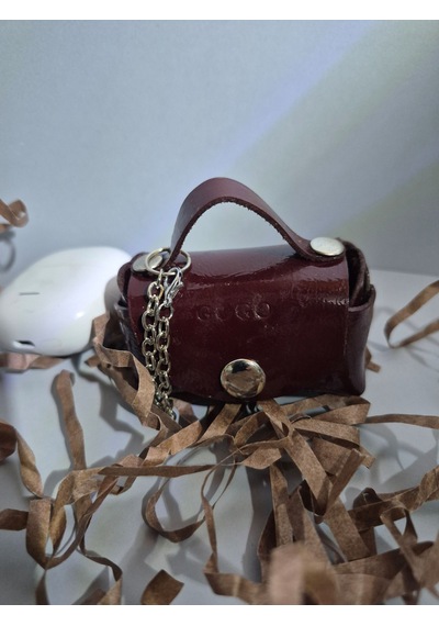 Gogo Charm Çanta Aksesuarı Mini Çanta Hakiki Deri Rugan Bordo