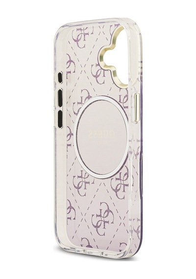 Apple Uyumlu iPhone 17 Kılıf Guess Lisanslı M-safe Özellikli 4g Desenli Simli Silikon Kapak Mor Mor