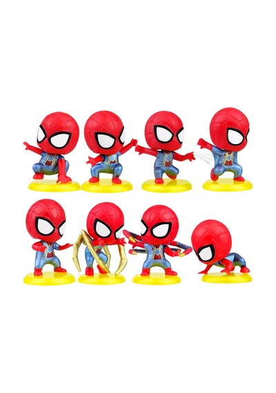Spiderman - Örümcek Adam 8 Li Tam Set Oyuncak Figür Pasta Süsü Spider-Man