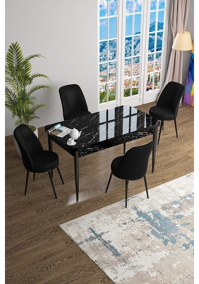 Canisa Han Serisi 70x114 Açılabilir Mdf Mutfak Masası Takımı Siyah Mermer Desen Masa 4 Siyah Sandalye Masa Siyah Mermer Sandalyeler Siyah Canisa Han Serisi 70x114 Açılabilir Mdf Mutfak Masası Takımı Siyah Mermer Desen Masa 4 Siyah Sandalye Masa Siyah Mermer Sandalyeler Siyah