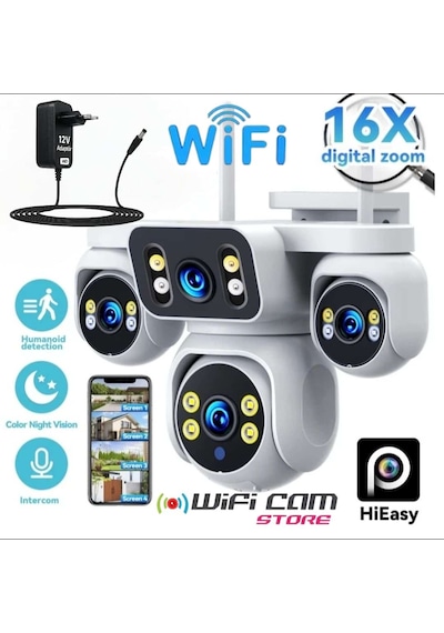 Kör Noktasız 4 Kameralı Akıllı Ptz Wifi Kamera Hieasy Uygulama