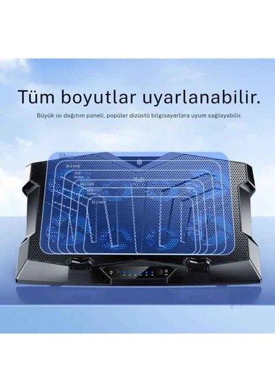 Monozone Z33 Işıklı Laptop Soğutucu 8 Fanlı 17inç Yükseklik Ayarlı Stand Sessiz Notebook Soğutucu