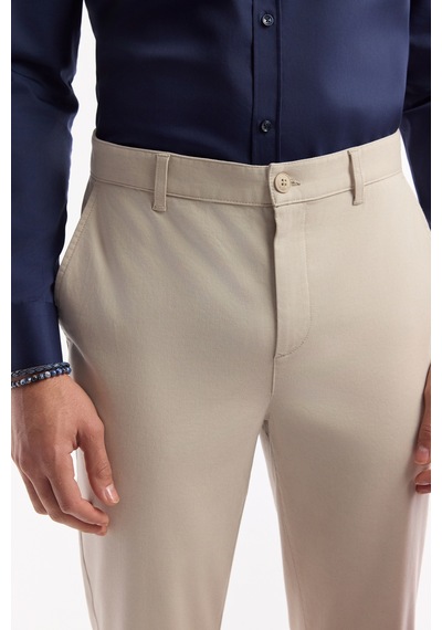 Avva Erkek Bej Klasik Bel Pamuklu Slim Fit Chino Pantolon A51y3078