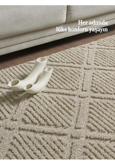 İskandinav Dokuma Bukleli Bej Jüt Taban Halı Salon Mutfak Koridor Yolluk Modern Halı