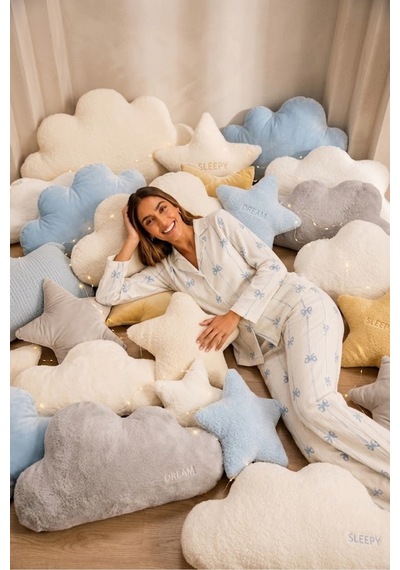 Kadın Önden Düğmeli Uzun Kollu Alt Üst Beyaz Pijama Takımı