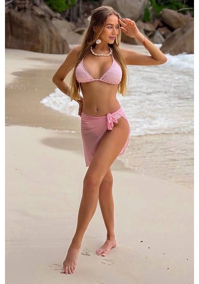 Mary Üçlü Brazilian Bikini Set - Pembe