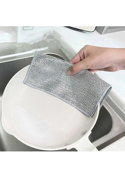 Bulaşık Ovma Ovalama Yanmış Yağ Ağır Kir Bezi Teli Telli Bez - 20x20 Cm. - 3 Adetlik Paket
