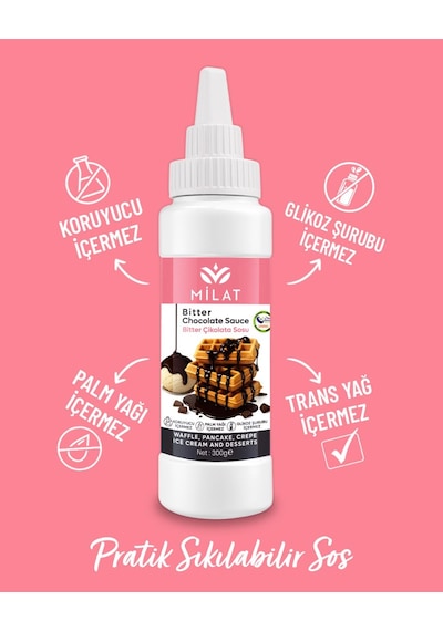 Bitter Tatlı Sos 300 G - Waffle & Krep & Pankek & Tatlı & Dondurma Sosu