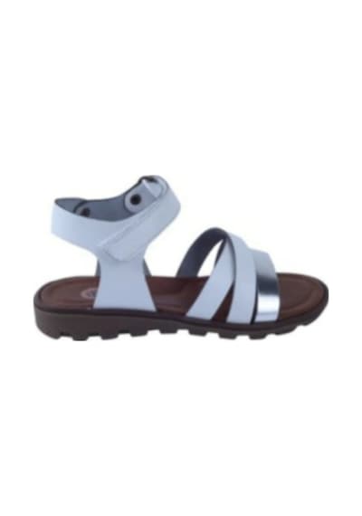 Raduno 0328 Bantlı Kız Çocuk Beyaz Sandalet 26-30 Gümüş