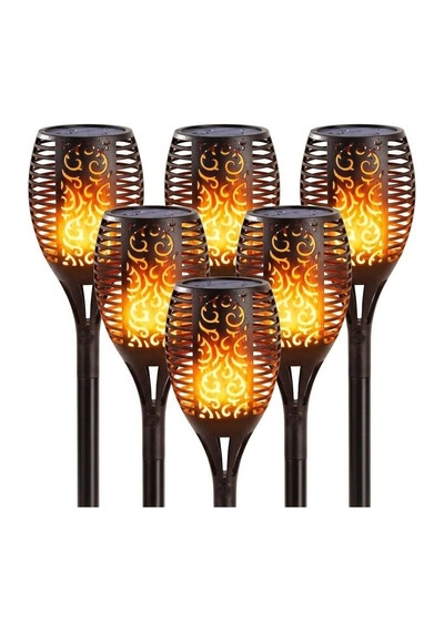 Luve Store 4'lü Solar Alev Efektli Led Bahçe Lambası Ip65 Güneş Enerjili Peyzaj Aydınlatma