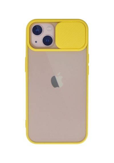 Apple iPhone  Uyumlu,  13 Kılıf Palm Buzlu Kamera Sürgülü Silikon - Sarı