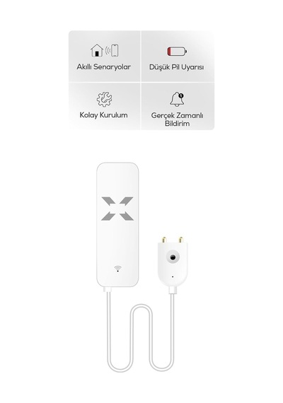 Su Seviye Sensörü Wifi Taşkın Alarmı Pilli Mobil Bildirimli Akıllı Su Sızıntı Sensörü X7506