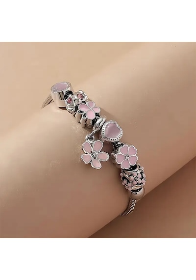 Soft Pembe Çiçek Pink Charmlı Bileklik