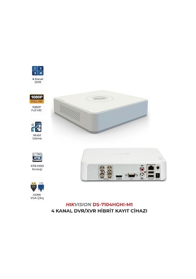 Ds-7104hghı-m1 4 Kanal Dvr İnsan Araç Sınıflandırma Destekli