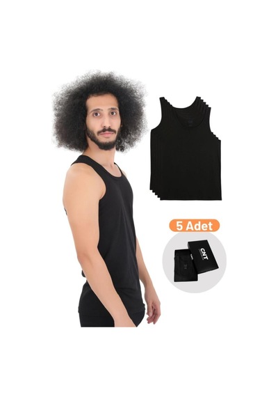 Cnt Erkek Atlet Pamuklu Basic 5'li Premium Paket Siyah Siyah