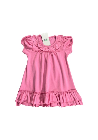 Fırfırlı Kız Çocuk Elbise-90686 Pembe